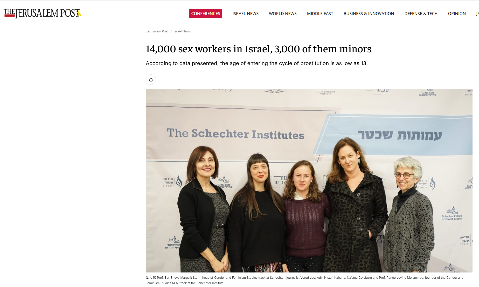 14,000 Sex Workers in Israel, 3,000 of Them Minors